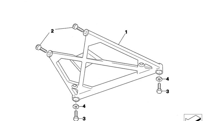 Refuerzo inferior chasis OEM 31102486474 para BMW E90, E91, E92, E93. Mejora rigidez estructural. Original BMW.