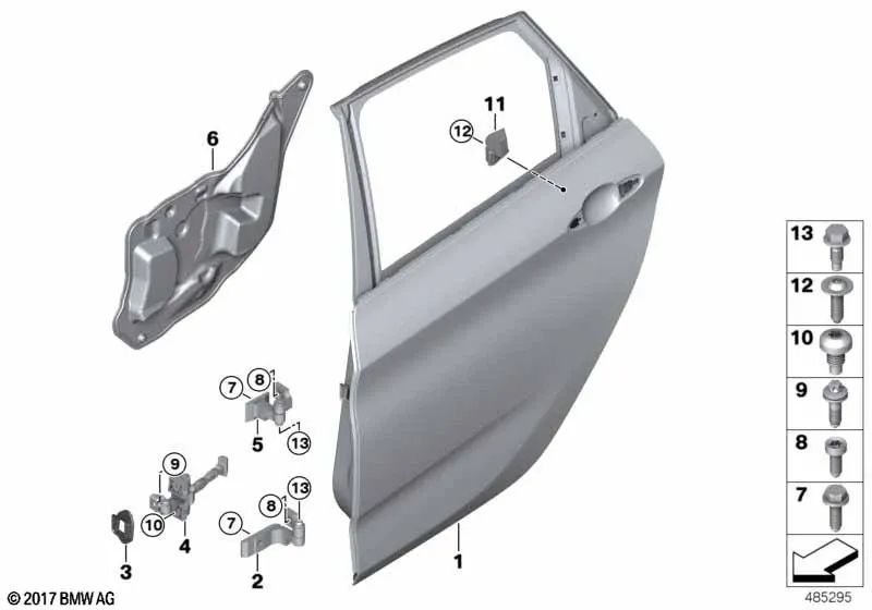 Rear door stop for BMW 2 Series F46, F46N (OEM 51227404901). Original BMW.