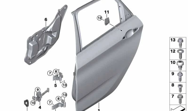 Tope de puerta trasera OEM 51227404899 para BMW F45, F46. Original BMW.