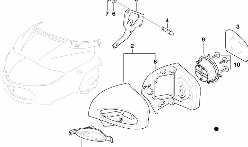 Vidro do espelho esquerdo OEM 46637652611 para motocicletas BMW R850RT, R1100RT, R1150RT... e muito mais. Originais BMW Motorrad.