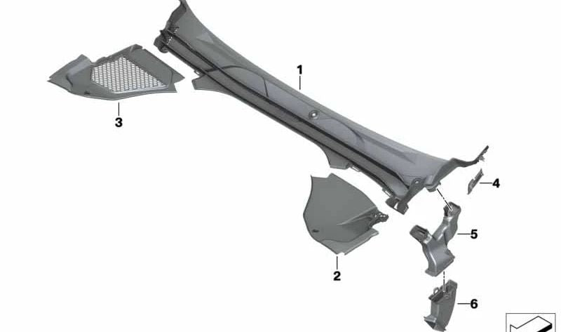 Cubierta del vierteaguas OEM 51717435326 para BMW F91, F92, F93, G14, G15, G16. Pieza exterior original BMW, ideal para sustituir la tapa plástica del parabrisas. Original BMW.