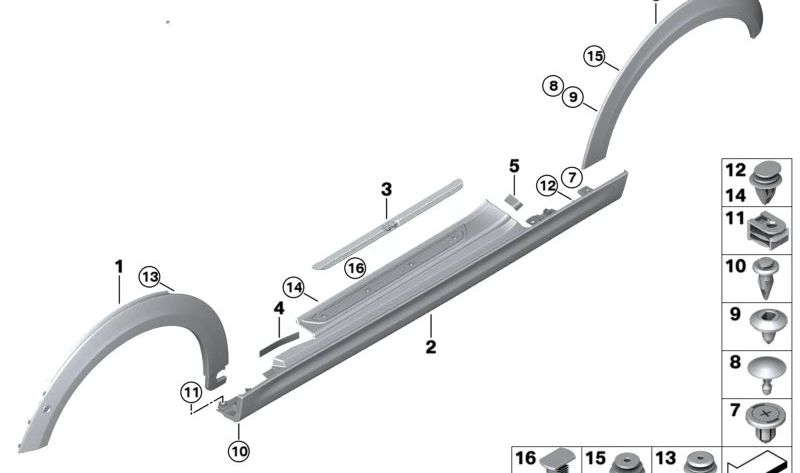 Moldura de entrada delantera OEM 51775A36F19 para MINI F56 LCI, F56 BEV LCI, Cabrio F57 LCI. Original MINI.
