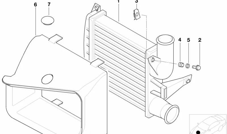 Intercooler (Enfriador de aire de admisión) OEM 17512246031 para BMW E39, E38. Original BMW.