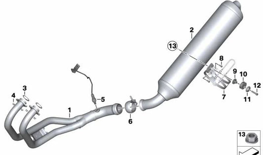 Silenciador adicional OEM 18127708559 para motos BMW F 800 S, F 800 ST, F 800 GT. Original BMW Motorrad.