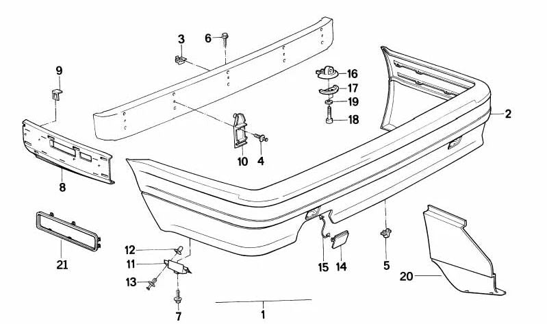 Rear bumper M TECHNIC for BMW 3 Series E30 (OEM 51122233499). Original BMW