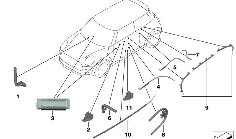 Conductor de fibra óptica para manilla OEM 63319304049 para MINI F56, F55, F54, F57, F60... y más. Original MINI.