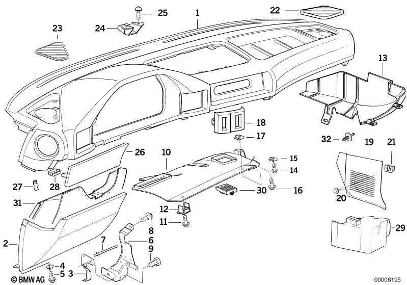 Embellecedor derecho para BMW Serie 5 E34 (OEM 51458110498). Original BMW