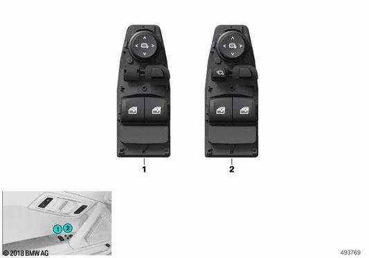 Mando central de conmutación de puerta OEM 61316809279 para BMW 2er G42, 4er G22 Coupé, Z4 G29... y más. Original BMW.