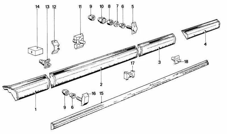 Moldura lateral delantera izquierda OEM 51131904453 para BMW E24. Recambio original BMW.