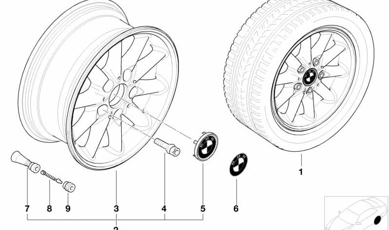 Roues en alliage léger 7JX15 ET47 OEM 36111094480 pour BMW 3 E36 et E46. Conception de rationalisation de style (41). BMW d'origine.