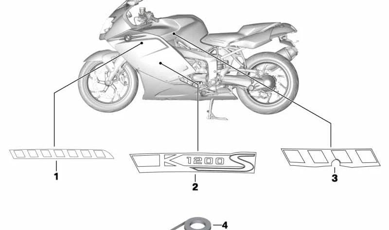 Fita adesiva preta 1m x 8mm OEM 46637692284 Para BMW Motorrad K 1200 S (KK40, 2004–2008). Substituição original BMW Motorrad.
