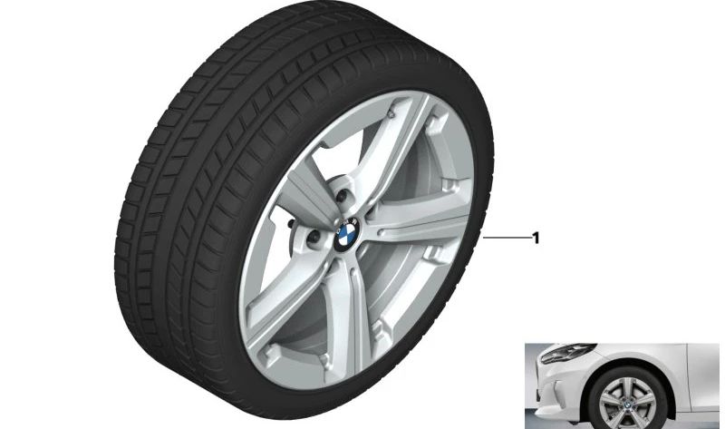 Rueda completa de invierno 205/60R17 97T con sensor RDC OEM 36115A4AFE7 para BMW U06. Ideal para invierno con compuesto blando. Compatible solo con BMW Serie 2 Active Tourer (U06). Original BMW.
