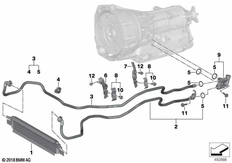 Relier dell'olio del cambio per BMW Z4 G29 (OEM 17218666138). BMW originale