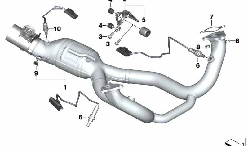 Soporte múltiple de escape OEM 18518560428 para motos BMW R1200GS, R1250GS, R1200RT, R1250RT... y más. Original BMW Motorrad.