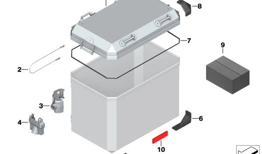 Tapa de Topcase de aluminio OEM 77431539596 para BMW R1200GS, R1250GS, F850GS, F900GS... y más. Original BMW Motorrad.