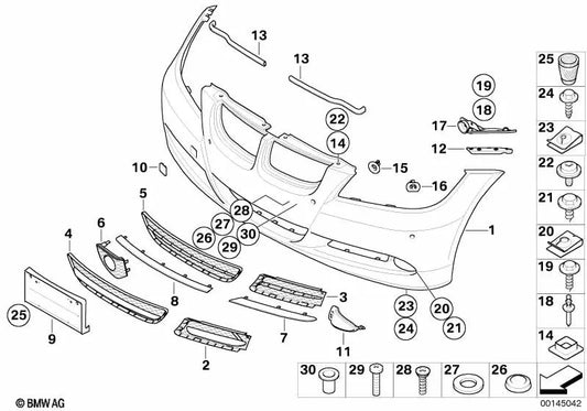 Revestimiento de parachoques delantero imprimado OEM 51117170051 para BMW Serie 3 E90, E91. Original BMW.