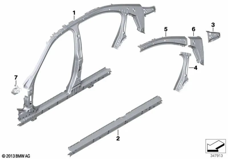 Renforcement de la colonne C gauche pour la série BMW 3 F30, F80 (OEM 41217298001). BMW d'origine.