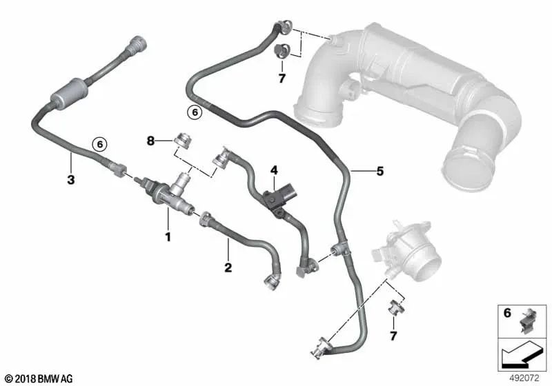 Tampa de fechamento para BMW Série 1 F40, F52, Série 2 F44, F45N, F46, X1 F48, F48N, X2 F39 (OEM 13908741978). BMW original