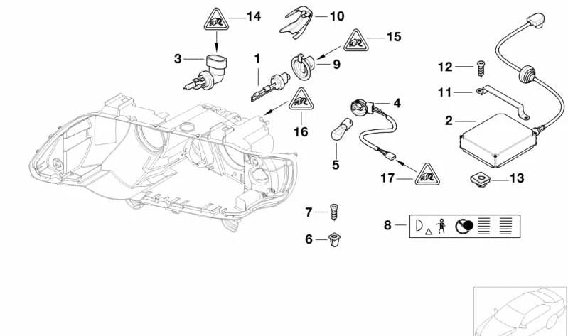 Ambar intermittent bulb OEM 63217164760 for BMW E53. Compatible with halogen and xenon headlights. Original BMW replacement.