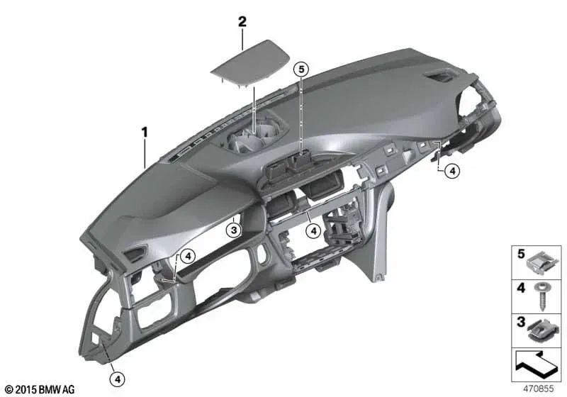 Instrumententafel para BMW Serie 3 F30, F31, F34, F35, F80 Serie 4 F32, F33, F36, F82, F83 (OEM 51459247992). Original BMW.