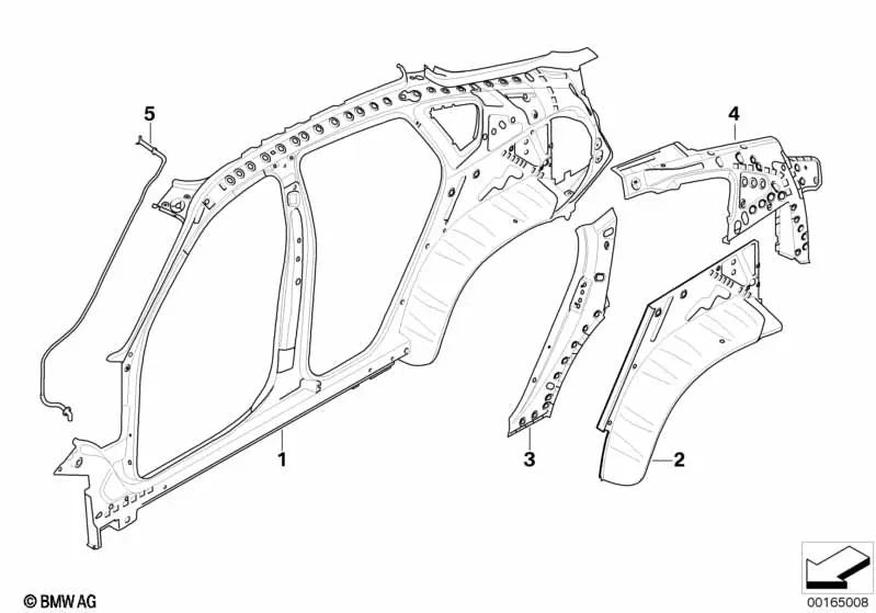 Refuerzo interno del pilar D izquierdo para BMW X6 E71, E72 (OEM 41217181581). Original BMW.