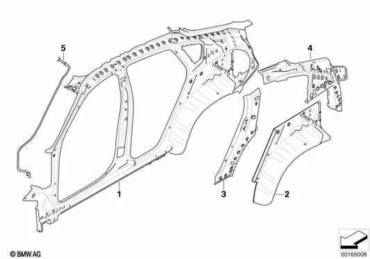 Left D-pillar inner reinforcement for BMW X6 E71, E72 (OEM 41217181581). Original BMW.