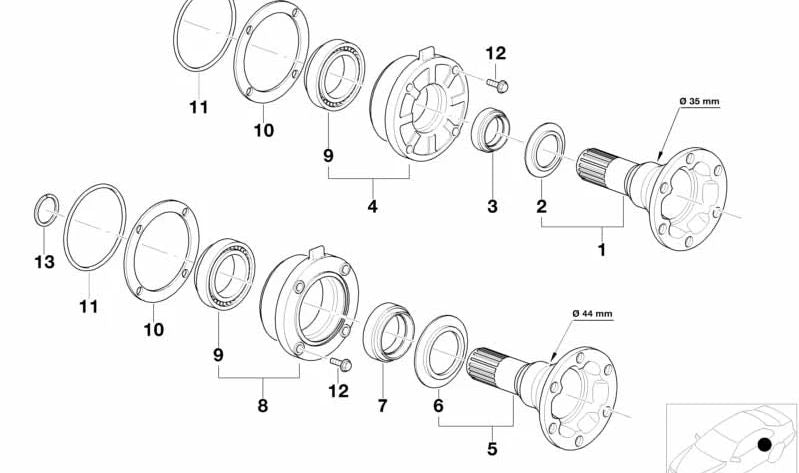 Spacer Set for BMW 3 Series E30, E36 (OEM 33139065731). Original BMW