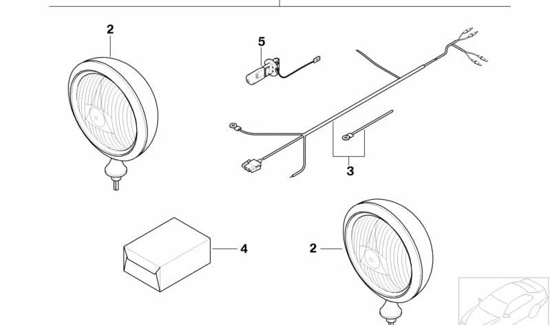 Kit de fijación OEM 63120137304 para MINI R50, R52, R53 (Cooper, One) con cambio manual o automático. Compatible con modelos de 2001 a 2008. Original MINI. Ideal para montaje de faros auxiliares.