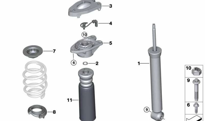 Amortiguador trasero VDC OEM 37106888795 para MINI Countryman F60, F60 LCI, JCW ALL4… y más. Original MINI.