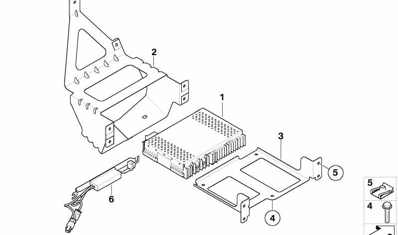 Soporte para bandeja de almacenamiento OEM 65159120729 para BMW E60, E61. Original BMW.