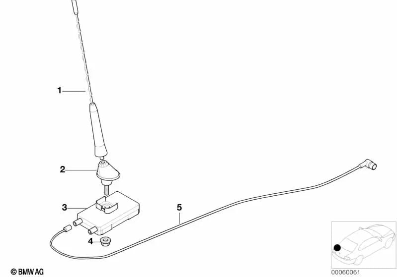 Câble d'antenne pour la série BMW 3 E46 (OEM 61126914390). BMW d'origine