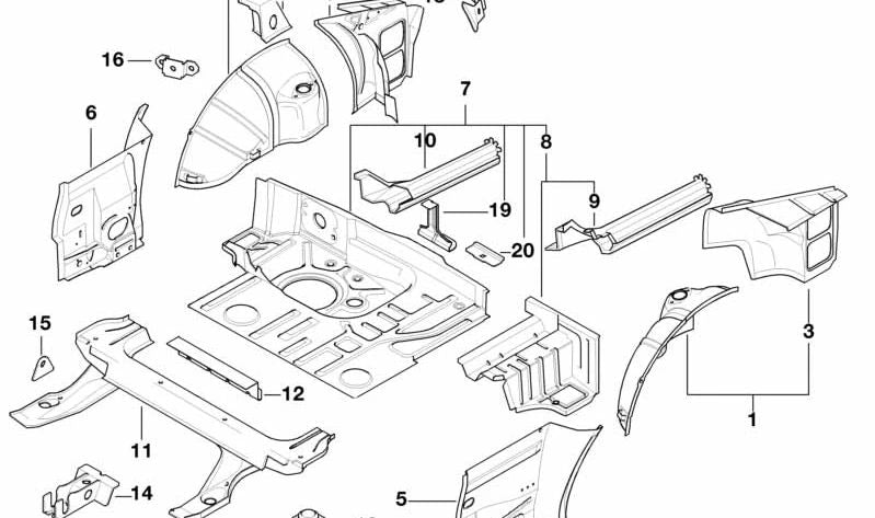 Passaruedas Innenrecht für die BMW Series 3 E36 (OEM 41148189978). Original BMW