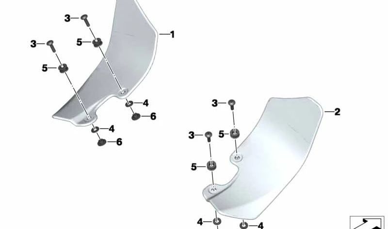 Deflector de viento lateral derecho OEM 46637727242 para motos BMW R 1200 GS Adventure (K25) 2005–2013. Original BMW Motorrad.