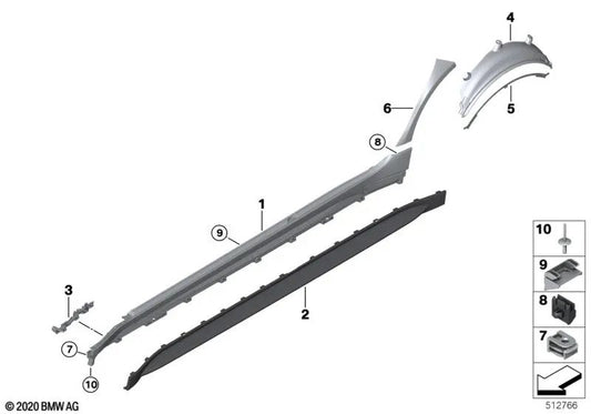 Clip de moldura faldón/arco de rueda OEM 51779882382 para BMW G80 M3, M3 Competition, G81 M3 Touring... y más. Original BMW.