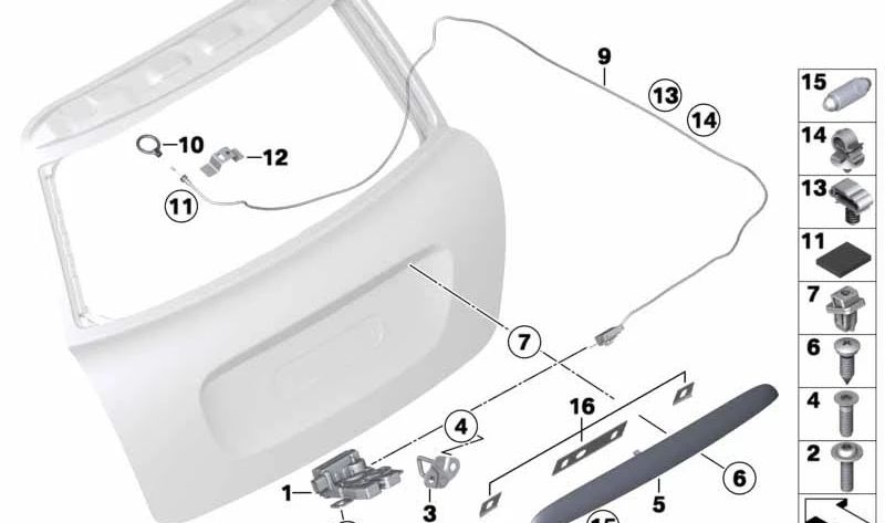Acolchado de espuma OEM 51247117729 para MINI R50, R53. Pieza original MINI. Ideal para mejorar el ajuste y evitar ruidos en componentes del maletero.