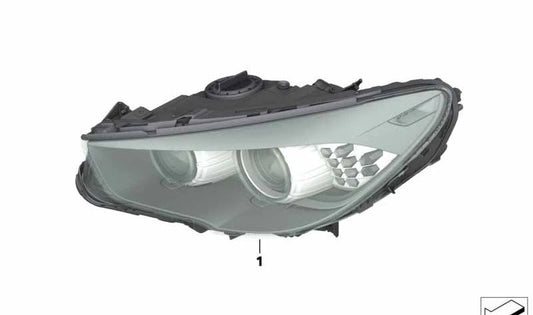 Right headlight AHL-xenon OEM 63127262724 for BMW 5 Series F07 GT, F07 GT LCI. Genuine BMW.