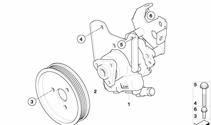 Bomba de dirección asistida OEM 32416766071 para BMW Serie 7 E65, E66 (730i, 730Li con motor M54). Original BMW.
