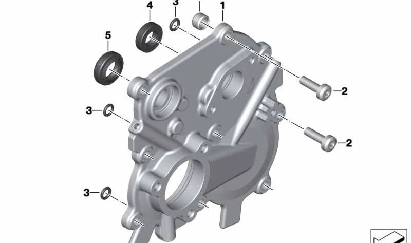 Tapa del cambio OEM 23008561386 para BMW Motorrad K1600 GT, K1600 GTL, K1600 Bagger. Original BMW Motorrad.
