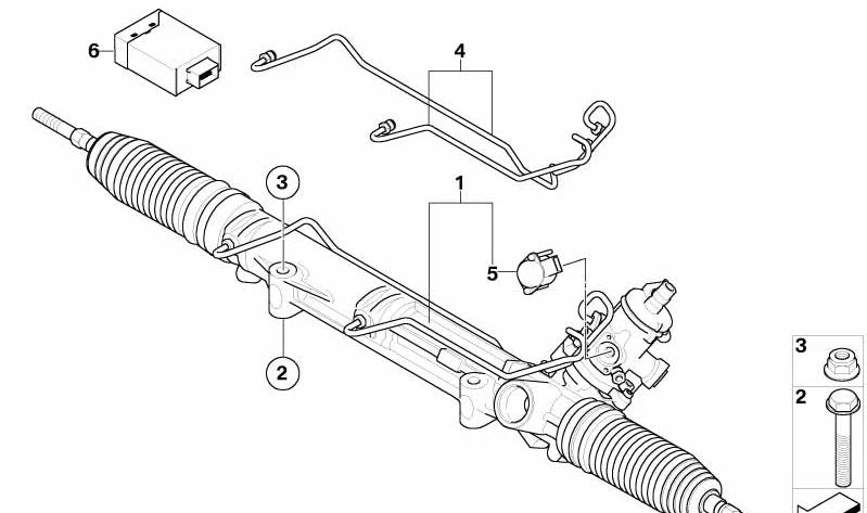 Tubería de dirección OEM 32103445001 para BMW E83. Original BMW.