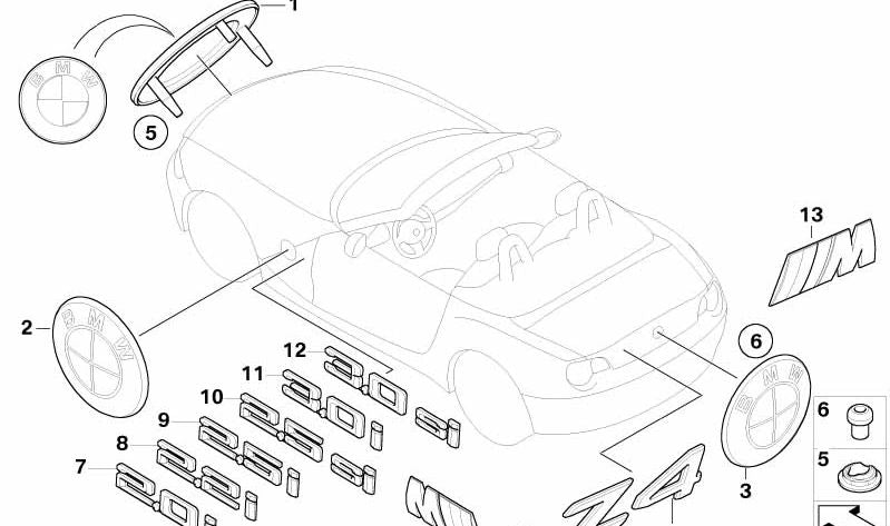 Emblema posteriore 3.0SI OEM 51137174699 per BMW Z4 E85 ed E86 (modelli 3.0SI con cambiamento manuale e automatico, 2006-2008 anni). BMW originale.