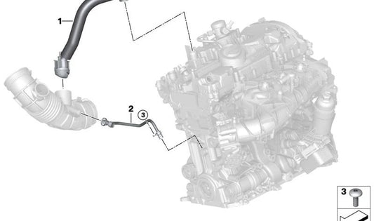 OEM 11159846388 Motorbelüftungsrohr für BMW G42 230i und G20/G21 330i (einschließlich XDrive). Kompatibel mit B48D -Motoren seit 2022. Original BMW.