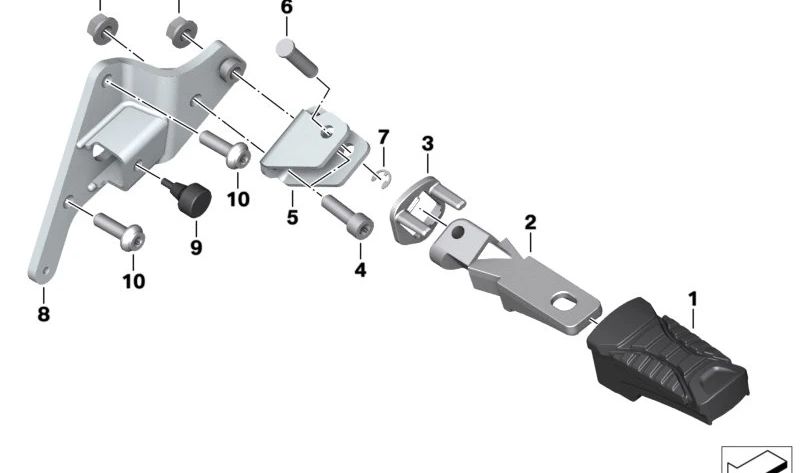 Descansa-pies trasero derecho OEM 46717924244 para motos BMW C400X, C400GT, C650GT... y más. Original BMW Motorrad.
