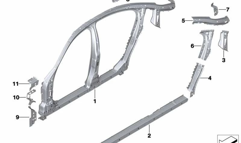 Suporte interno do OEM 41007437505 para BMW 5 F90 Series, F90N, G30N, G30N, G38, G38N. Peça original da BMW.