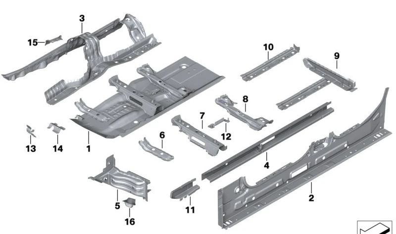 Refuerzo túnel central delantero derecho OEM 41007488050 para BMW G20, G20N, G21, G21N, G28, G28N, G80, G80N, G81, G81N, G22, G22N, G23, G23N, G26, G26N, G42, G87, G82, G82N, G83, G83N. Original BMW.