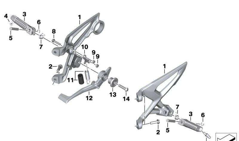 Pedal de freio OEM 46719467686 para motocicletas BMW S 1000 R (K63), M 1000 R (KM3). Originais BMW Motorrad.