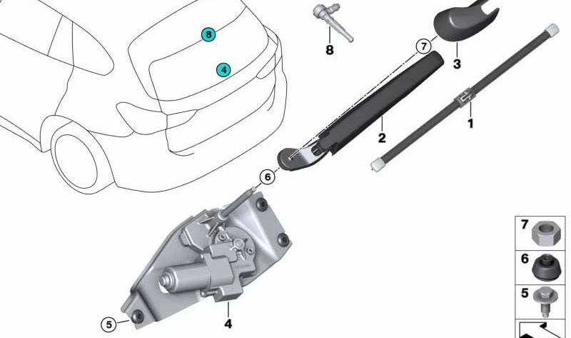 Brazo limpiaparabrisas trasero OEM 61627423866 para BMW F39 (X2). Original BMW.