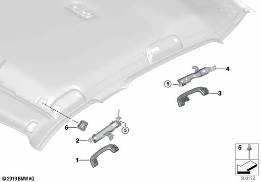 Haltegriffhalterung hinten links OEM 51167444545 für BMW F40, F70. Original BMW.