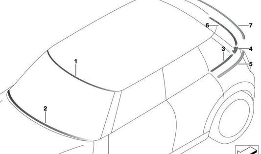 MOLDING MOLDING EVELLECEDORA D Law OEM 51377338626 FOR MINI F55, F55 LCI, F65. Original Mini.