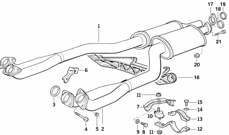 Abrazadera de escape OEM 18301728716 para BMW E34, E32, E31. Original BMW.