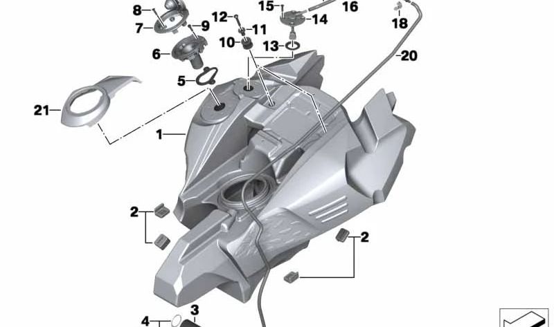 COUVERTER ECRANSANT DE LA GLATION (TANKDECKELBLENDE) OEM 16118530527 pour BMW Motorrad K75, K75 / 2, K75S et K75RT. Remplacement d'origine BMW Motorrad.